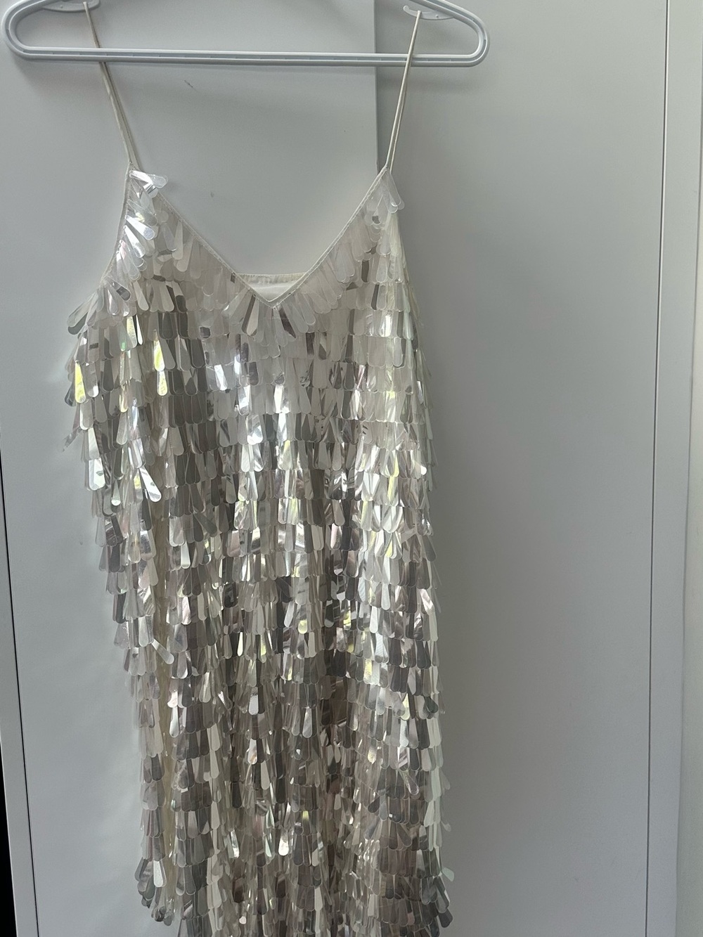 BHLDN Iridescent Sequin Slip Dress - White/Silver - Picture 2 of 4